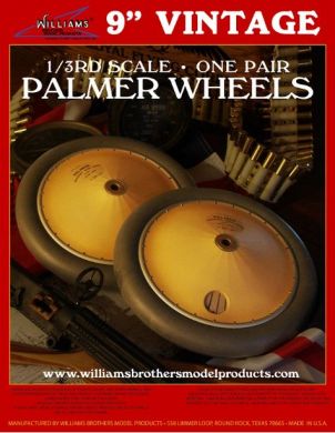 Williams Bros Palmer Scale wheels British WWI 1/3 scale - Gray Tyre 9.2 inch Diameter
